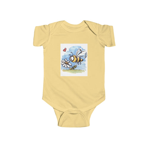 Cute Bee & Daisy Infant Bodysuit – Baby Onesie with Watercolor Bee Design